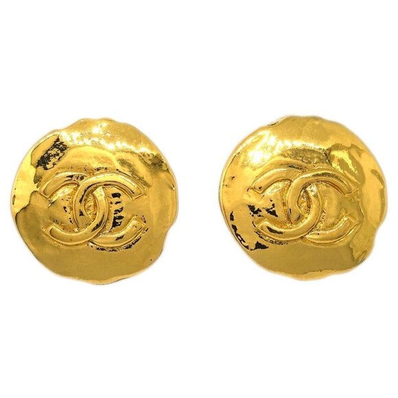 Chanel Gold Button Earrings Clip-On - Picture 1 of 4